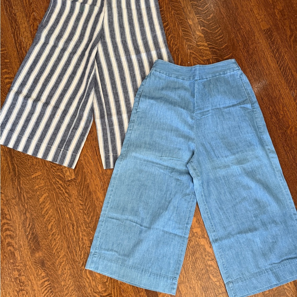 Striped and Solid Blue women's Culottes